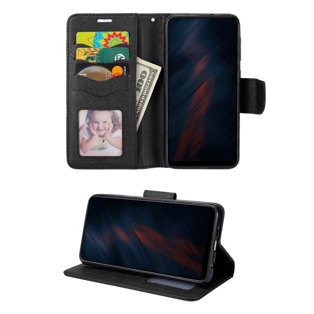Tuff Flip PU Leather Simple WALLET Case for LG Stylo 4 (Black)